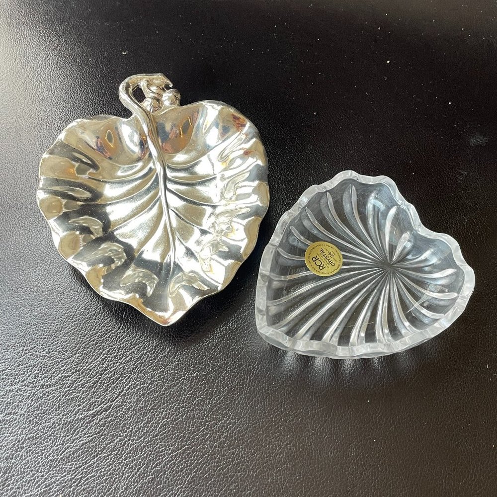 Vintage 70s Italian Royal Crystal Rock (RCR) Heart Trinket Bowl